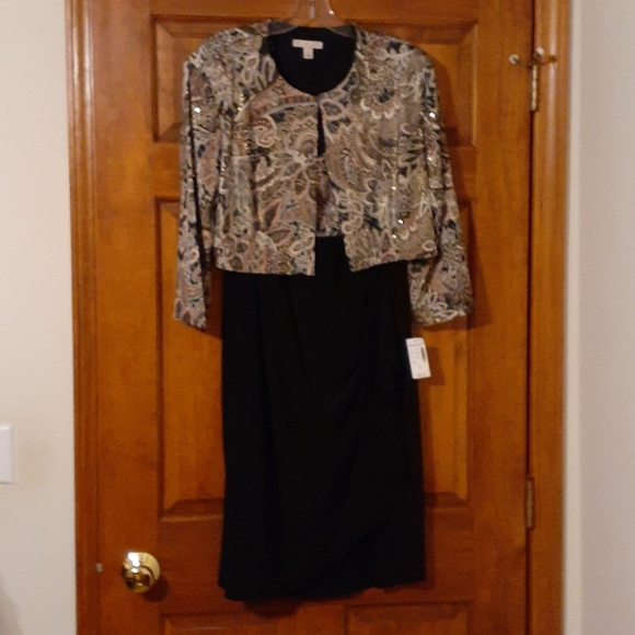 NWT DressBarn 2 PC. Dress; Black & Multi, SZ 16 - Picture 3 of 9
